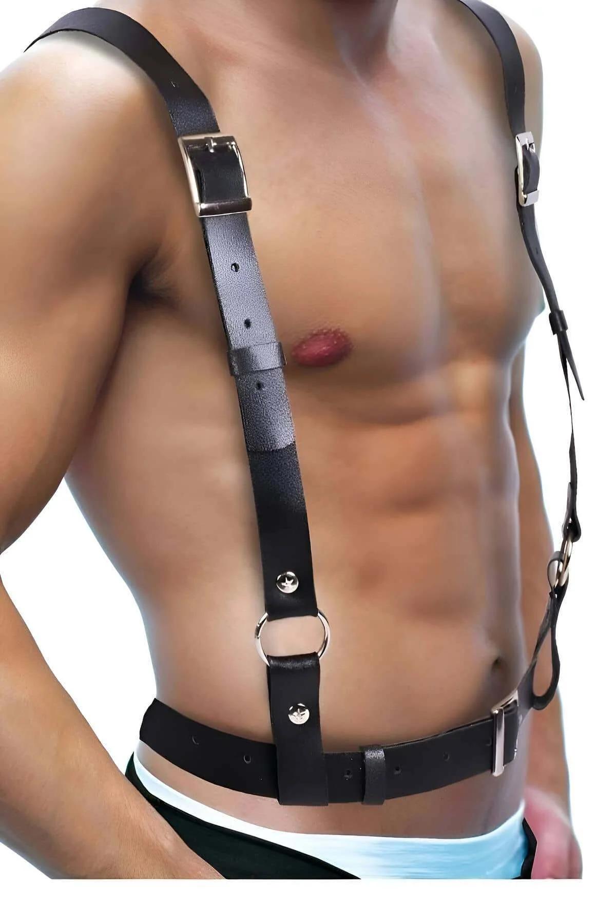 Men's Leather Harness Body Accessory - Adjustable Straps