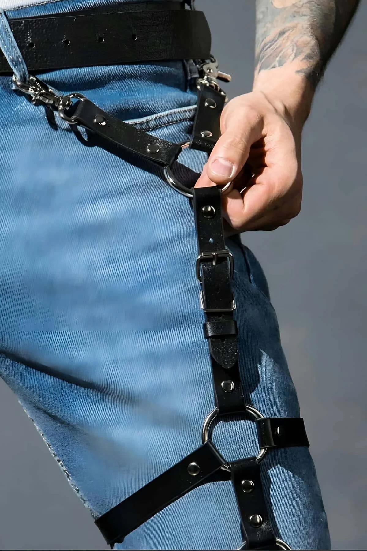 Men's Leather Leg Harness Adjustable Thigh Strap Accessory