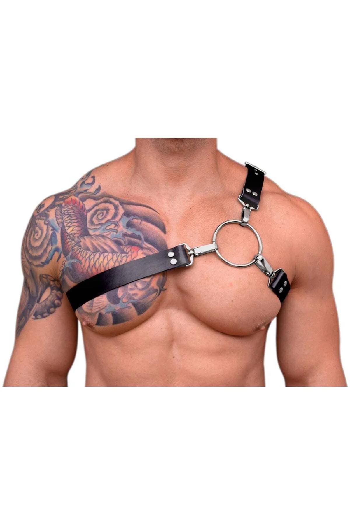 Mens Harness Adjustable Leather Shoulder Chest Accessory