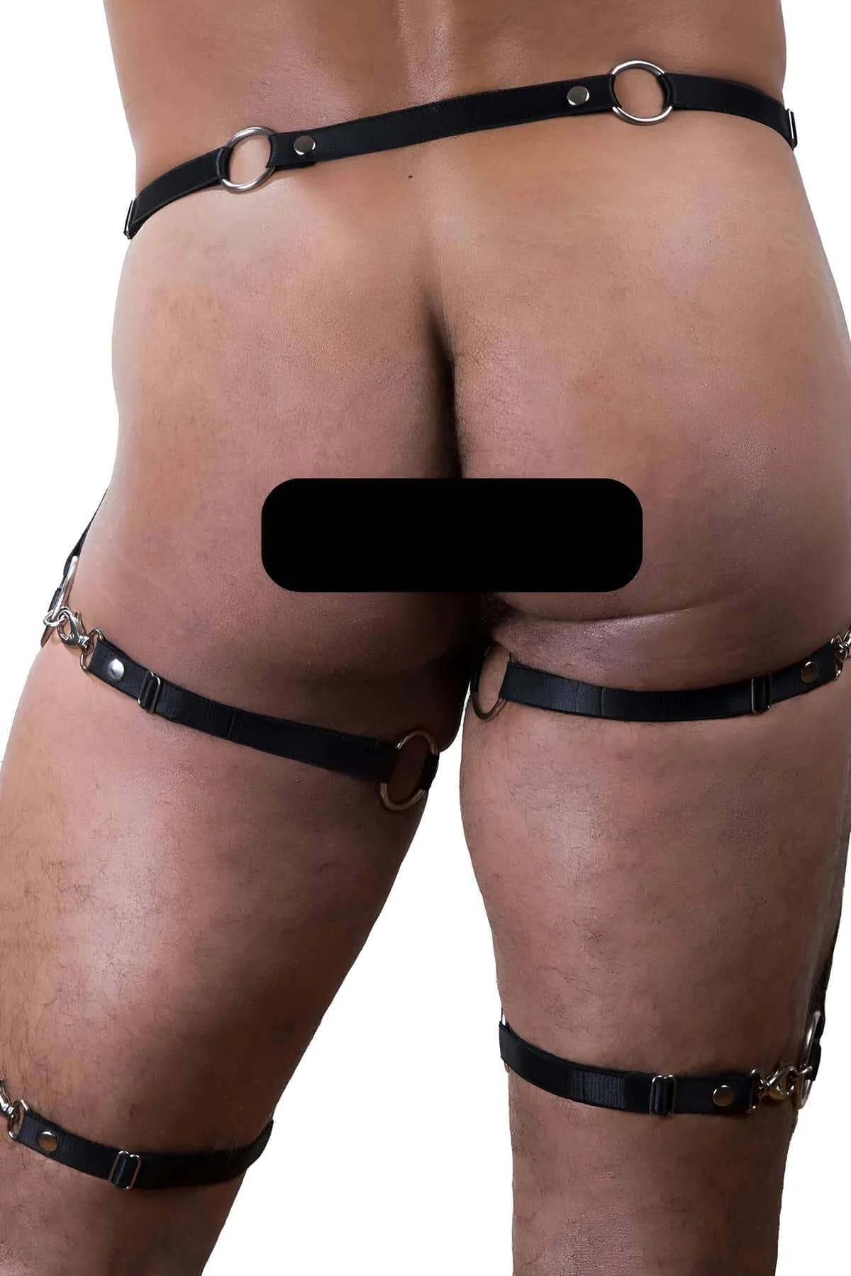 Men's Adjustable Leather Full Body Garter Harness Outfit
