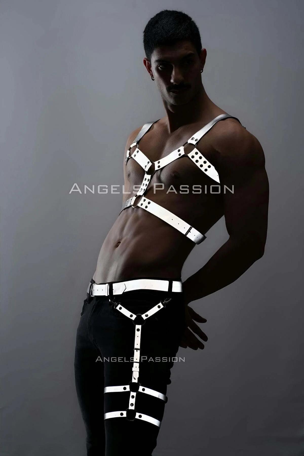 Reflective Men's Harness Set - Adjustable Chest & Leg Style