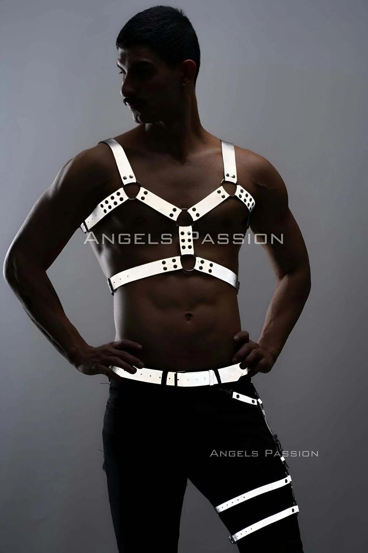 Reflective Men's Harness Set - Adjustable Chest & Leg Style