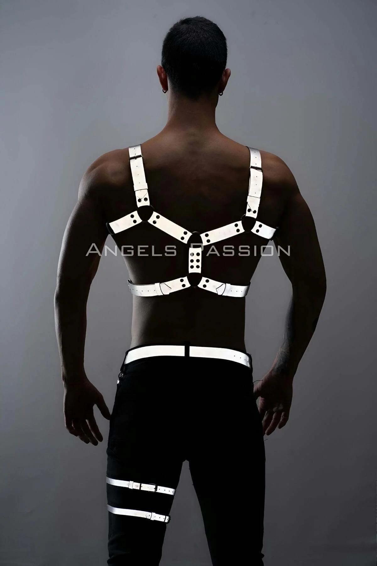 Reflective Men's Harness Set - Adjustable Chest & Leg Style
