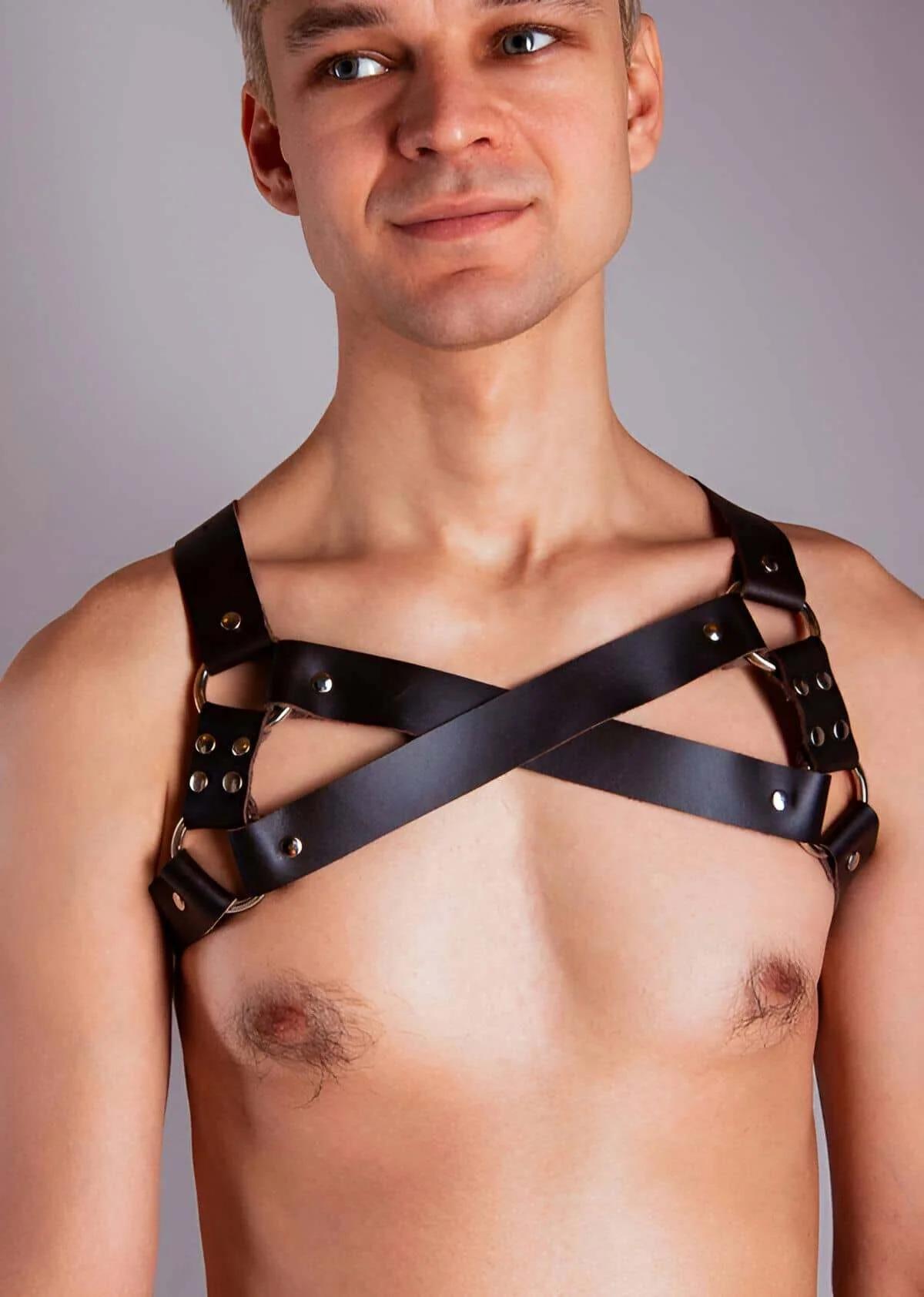 Men's Harness Black Faux Leather Chest Body Accessory