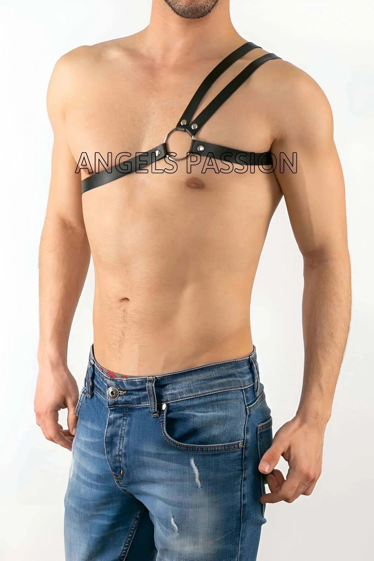 Mens Faux Leather Chest Harness – Adjustable Body Accessory