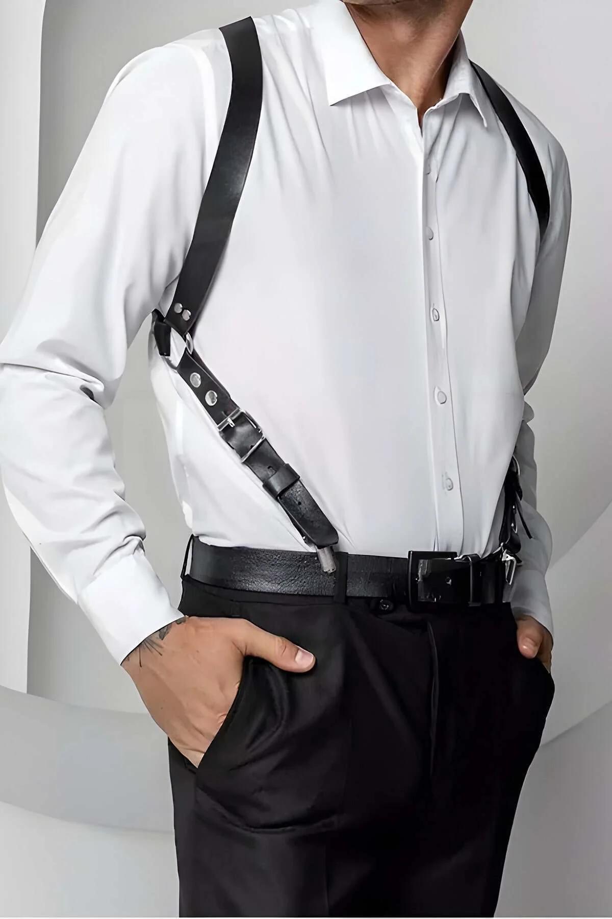 Men's Leather Harness Adjustable Chest Body Accessory