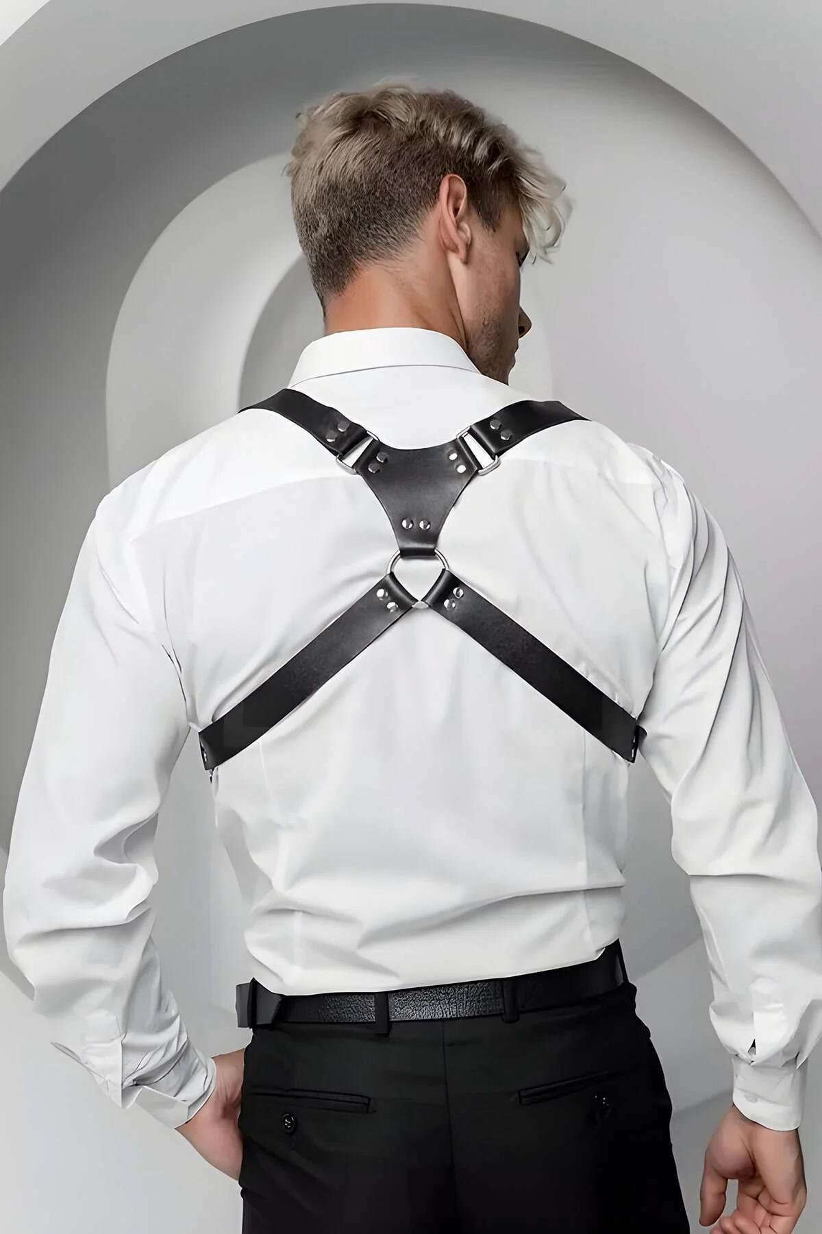Men's Leather Harness Adjustable Chest Body Accessory