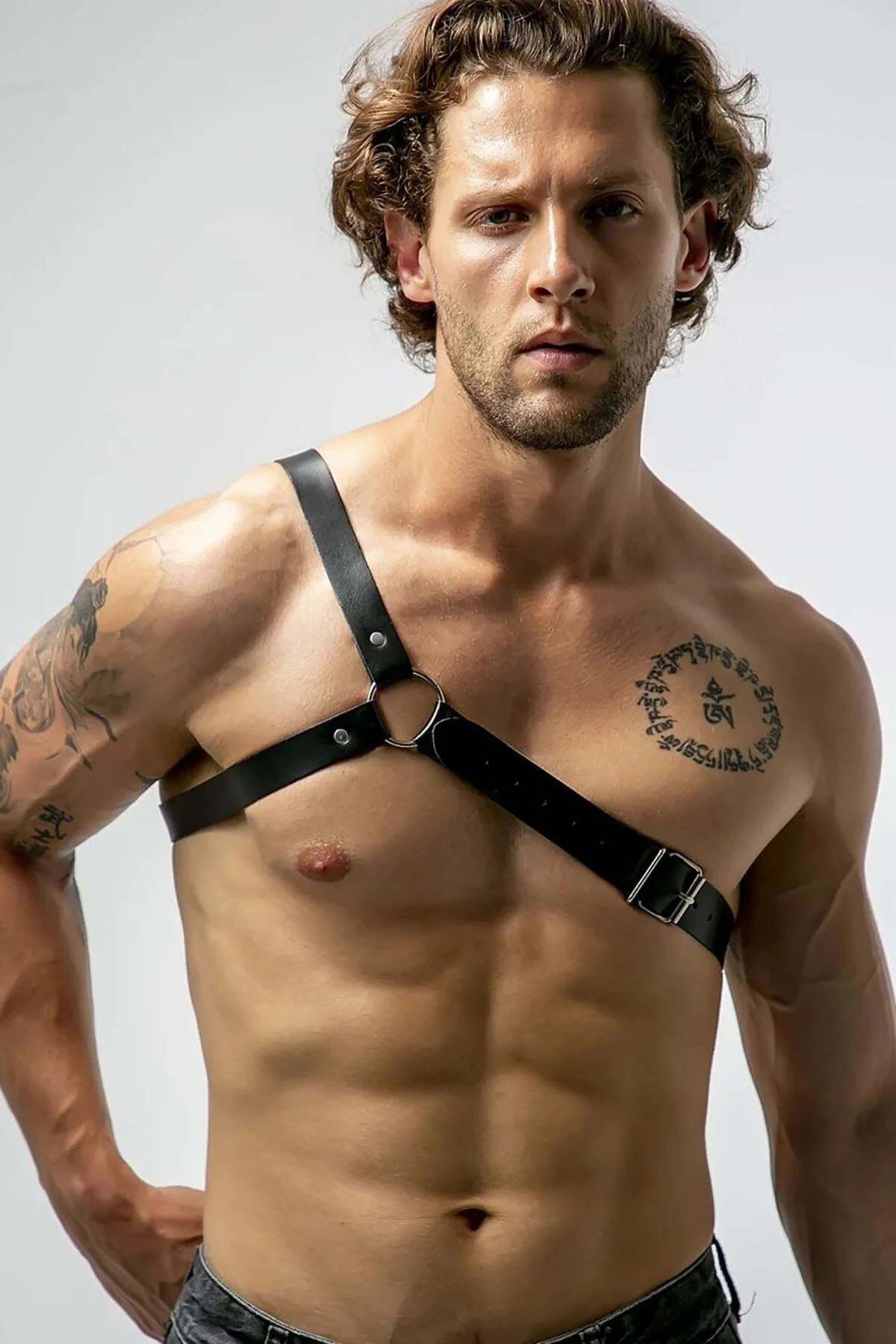 Men's Leather Harness | Adjustable One Shoulder Body Chest