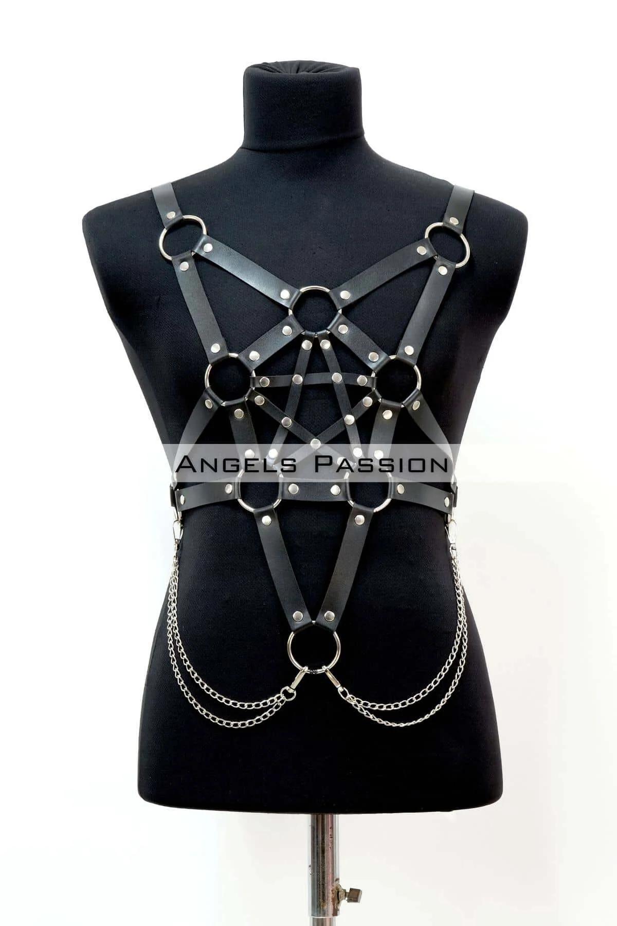 Men's Leather Harness with Chains | Adjustable Bodywear
