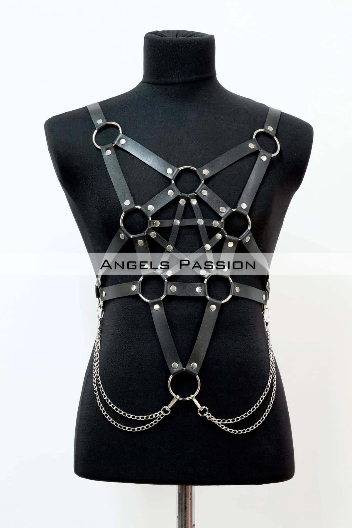Men's Leather Harness with Chains | Adjustable Bodywear