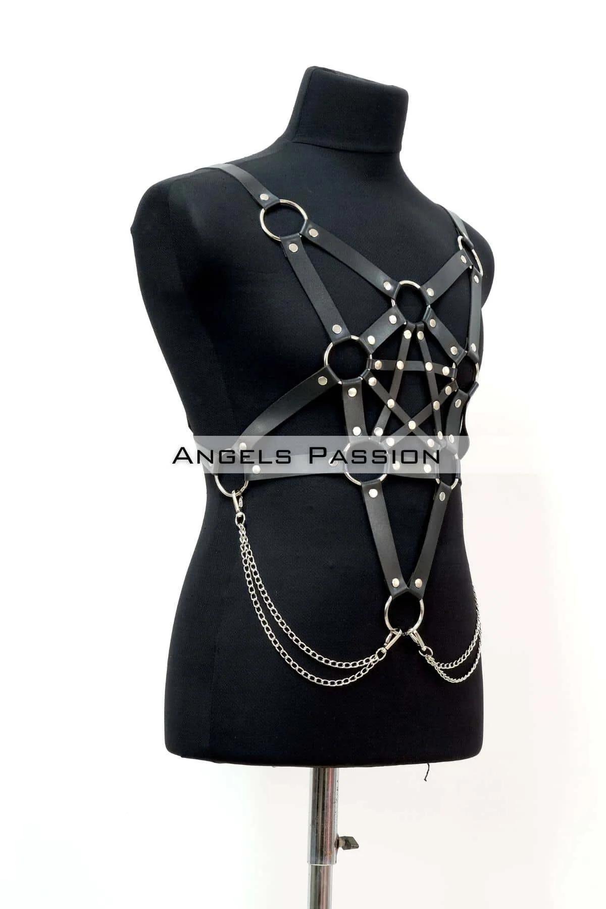 Men's Leather Harness with Chains | Adjustable Bodywear