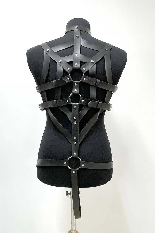 Mens Leather Body Harness – Adjustable Back Web Design