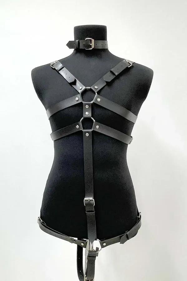 Mens Leather Body Harness – Adjustable Back Web Design