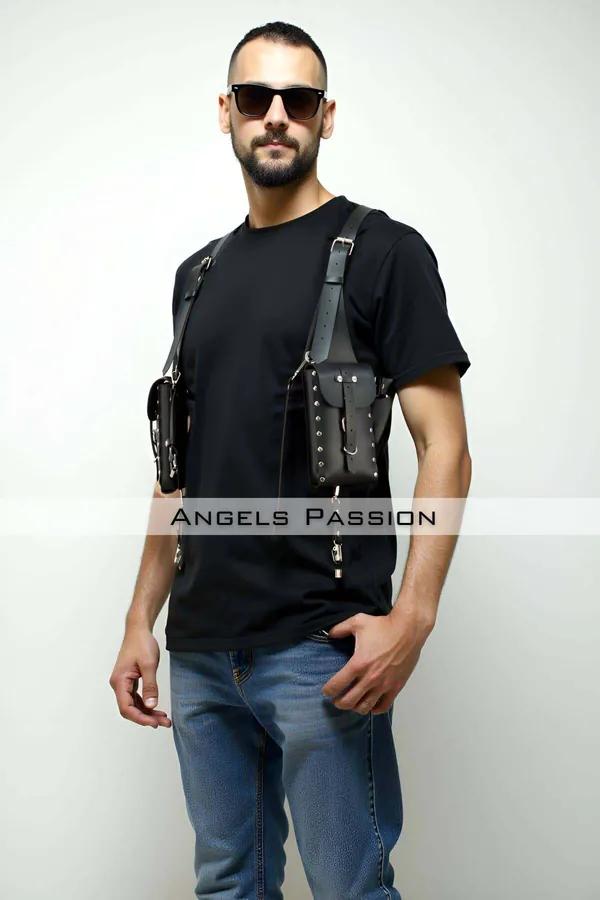 Men's Leather Shoulder Holster Bag Harness - Adjustable Fit