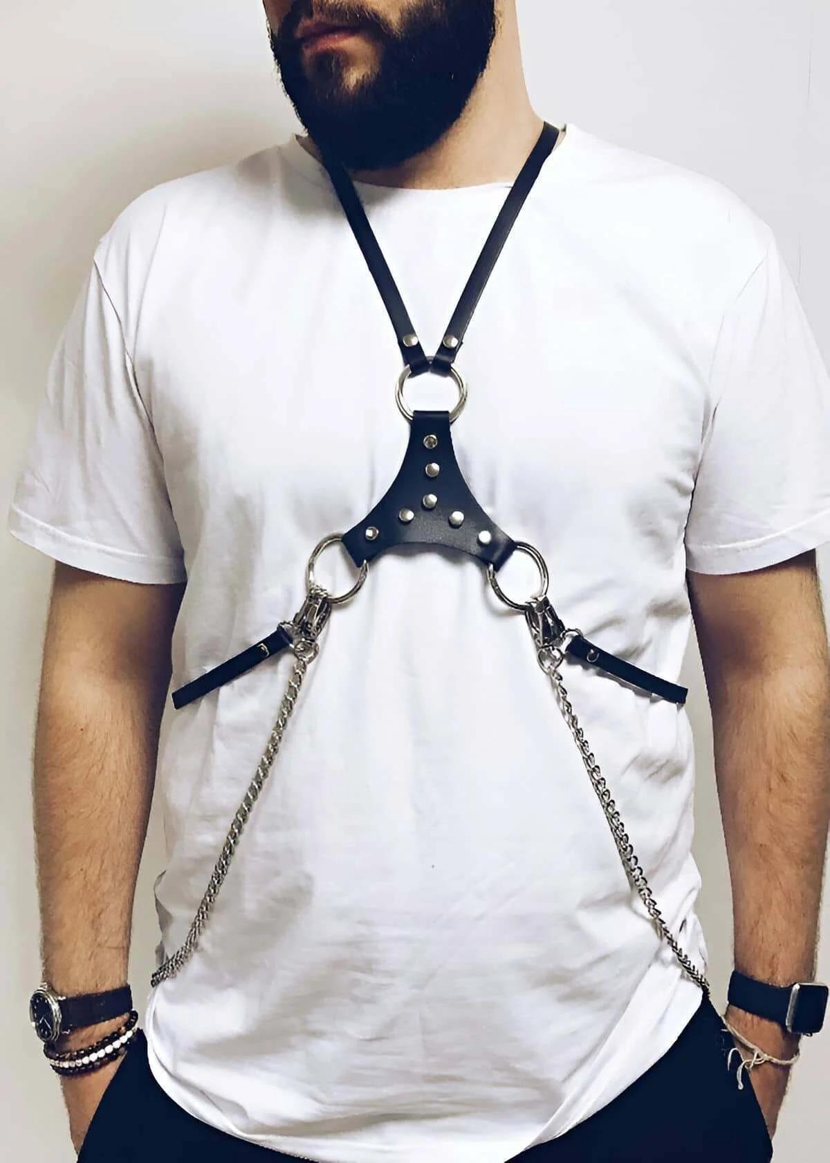 Men's Leather Chest Harness | Adjustable Fashion Statement