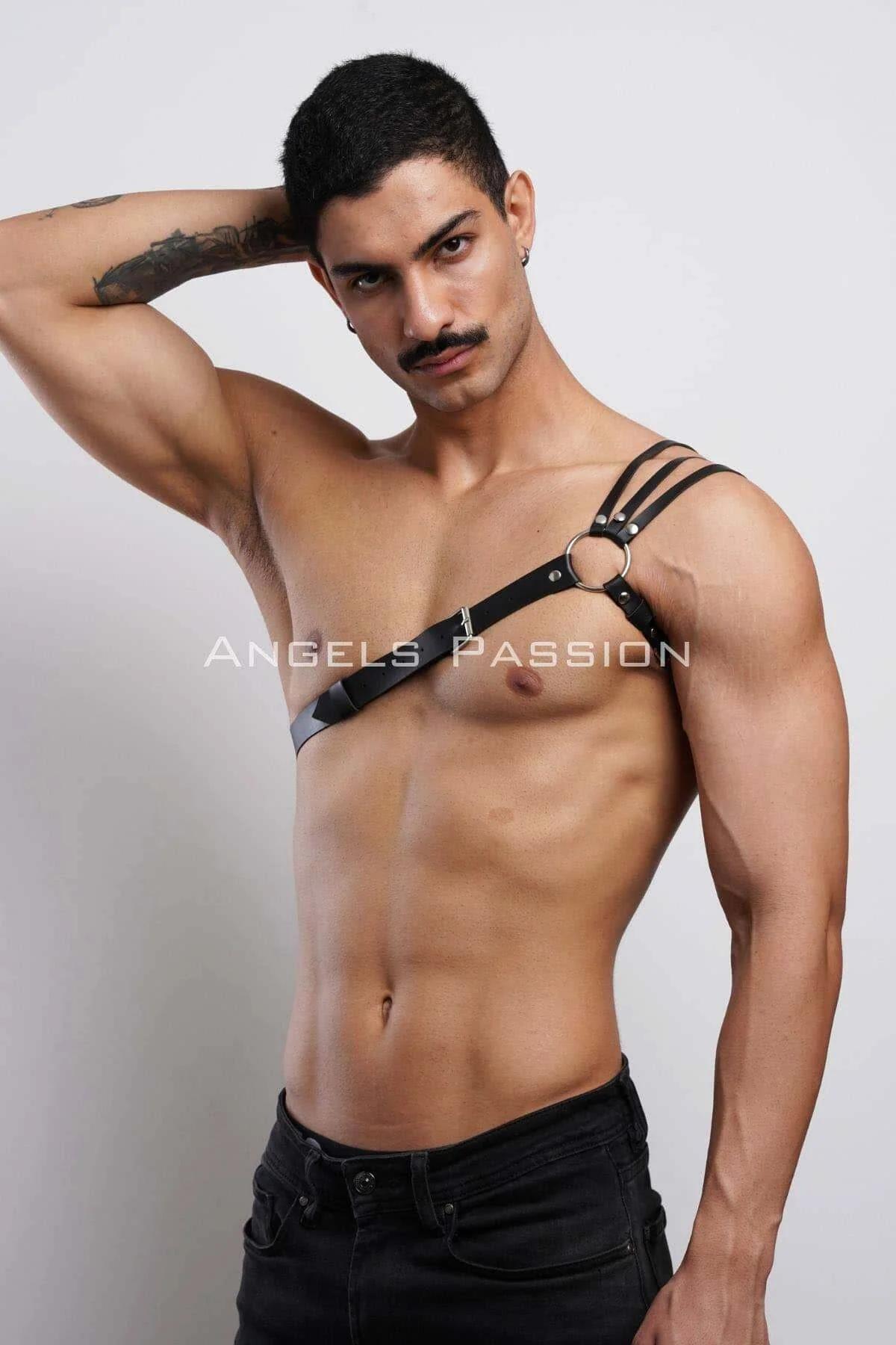 Men's Leather Body Harness with Adjustable Shoulder Straps