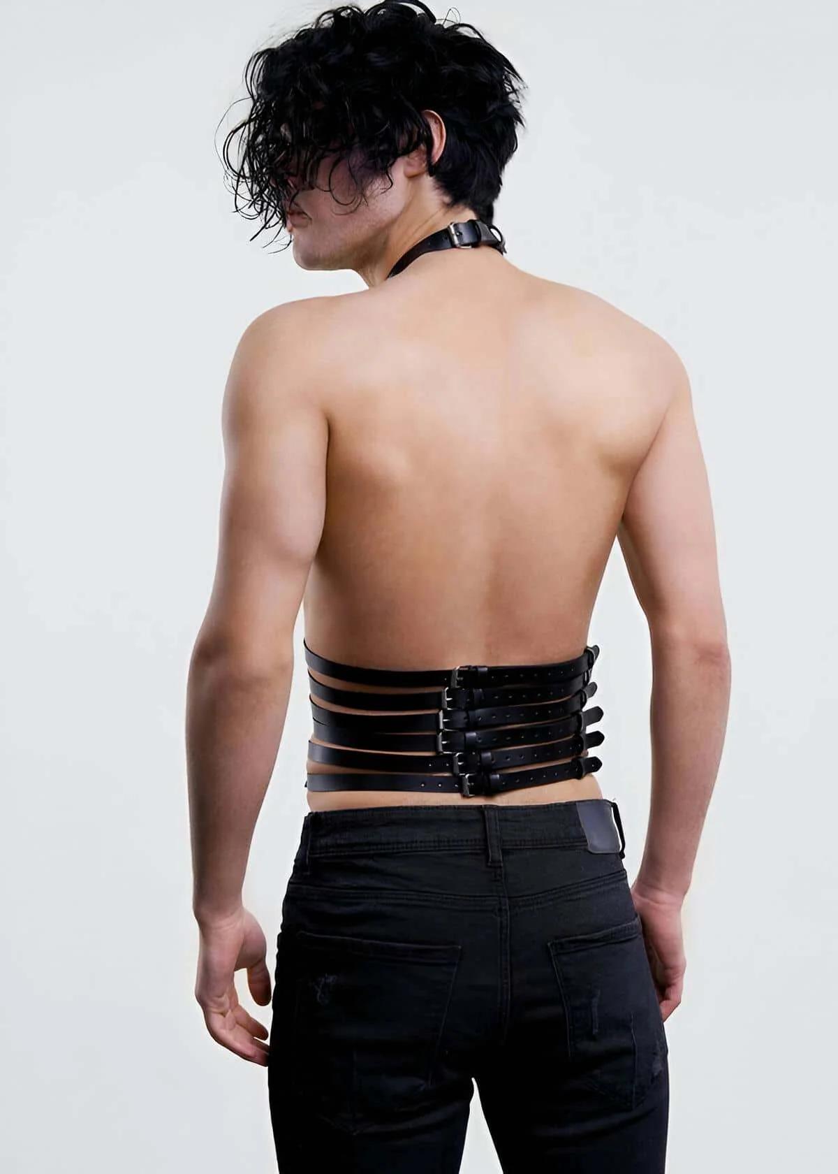 Mens Leather Chest Harness | Adjustable Body Strap Design
