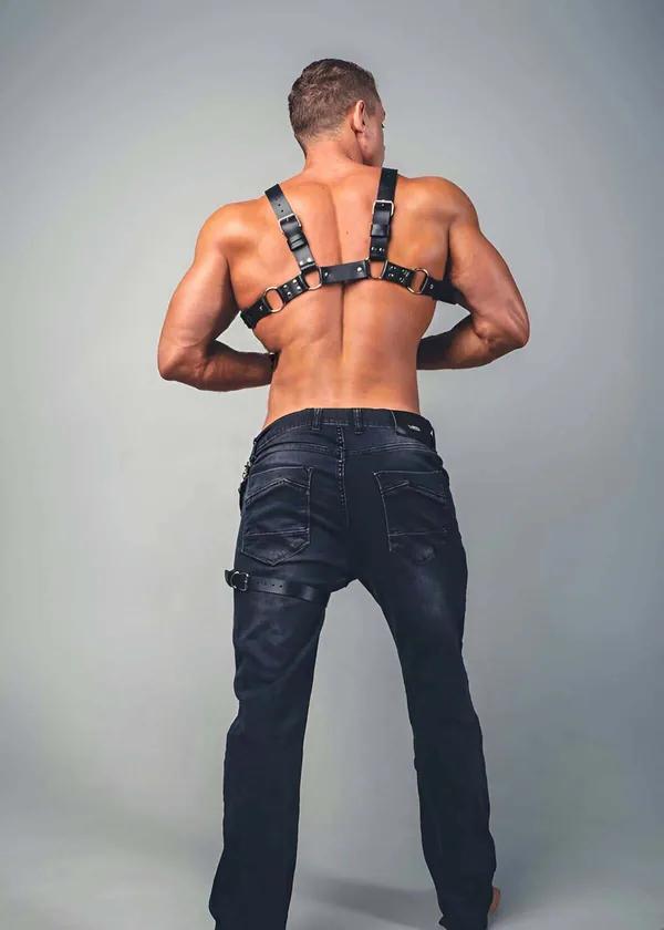 Mens Leather Chest Harness - Adjustable Fashion Body Accessory