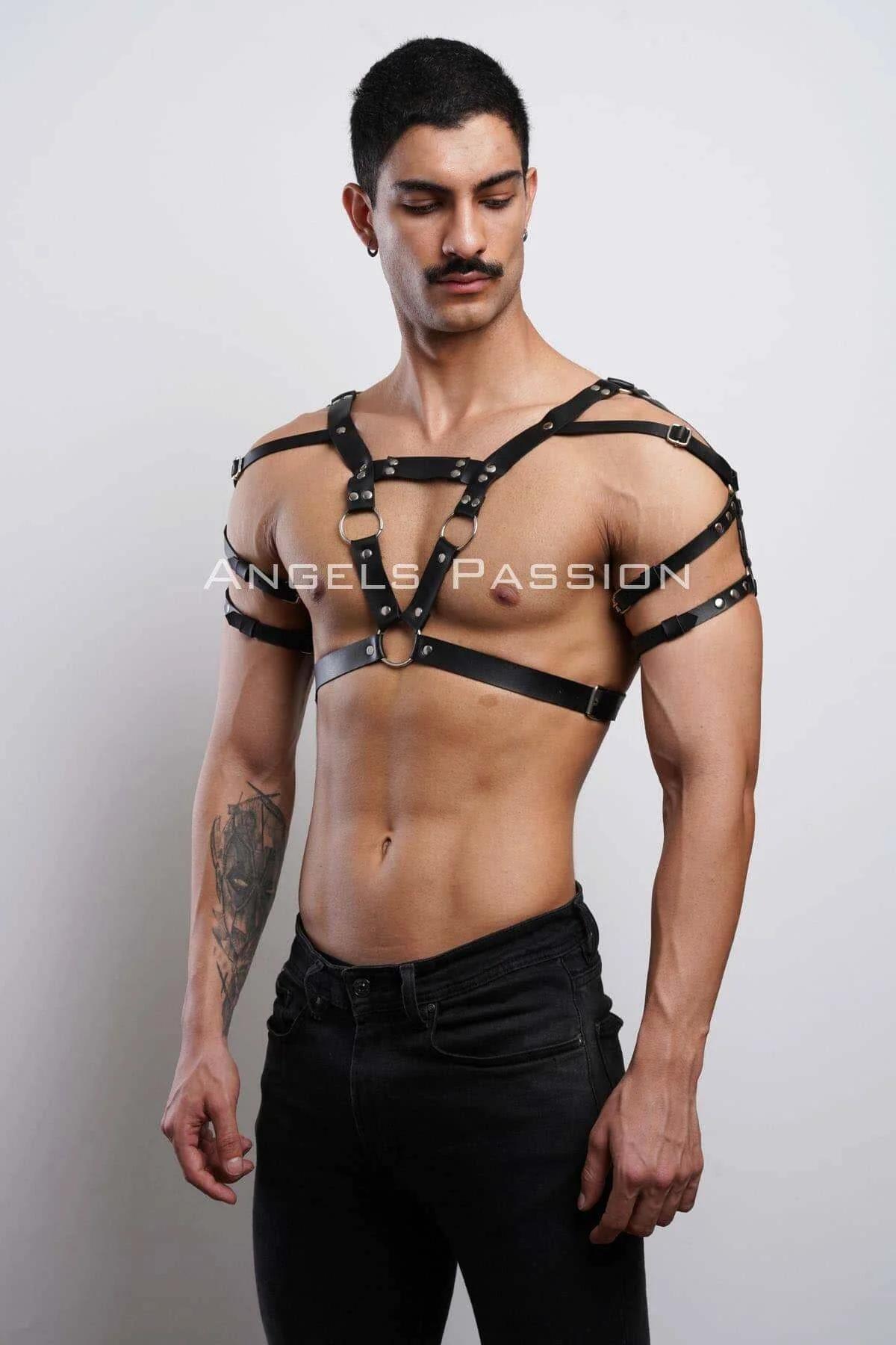 Men's Leather Harness Adjustable Body Strap for Party & Clubwear