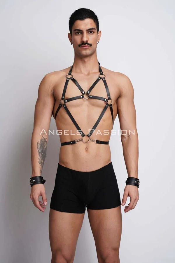 Men's Leather Chest Harness | Adjustable Body Strap