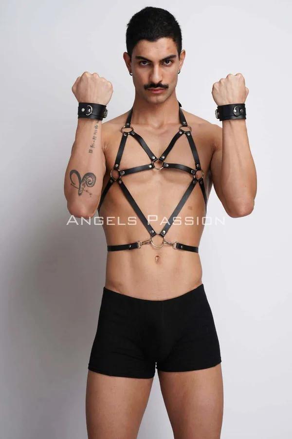 Men's Leather Chest Harness | Adjustable Body Strap