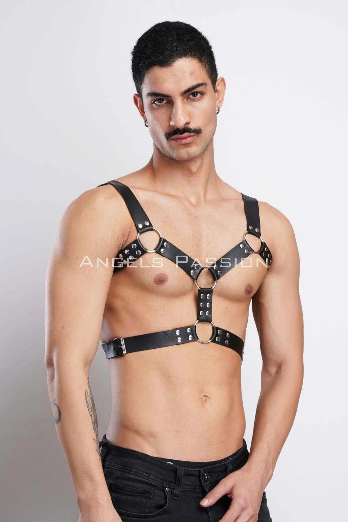 Men's Leather Chest Harness - Adjustable Body Accessory