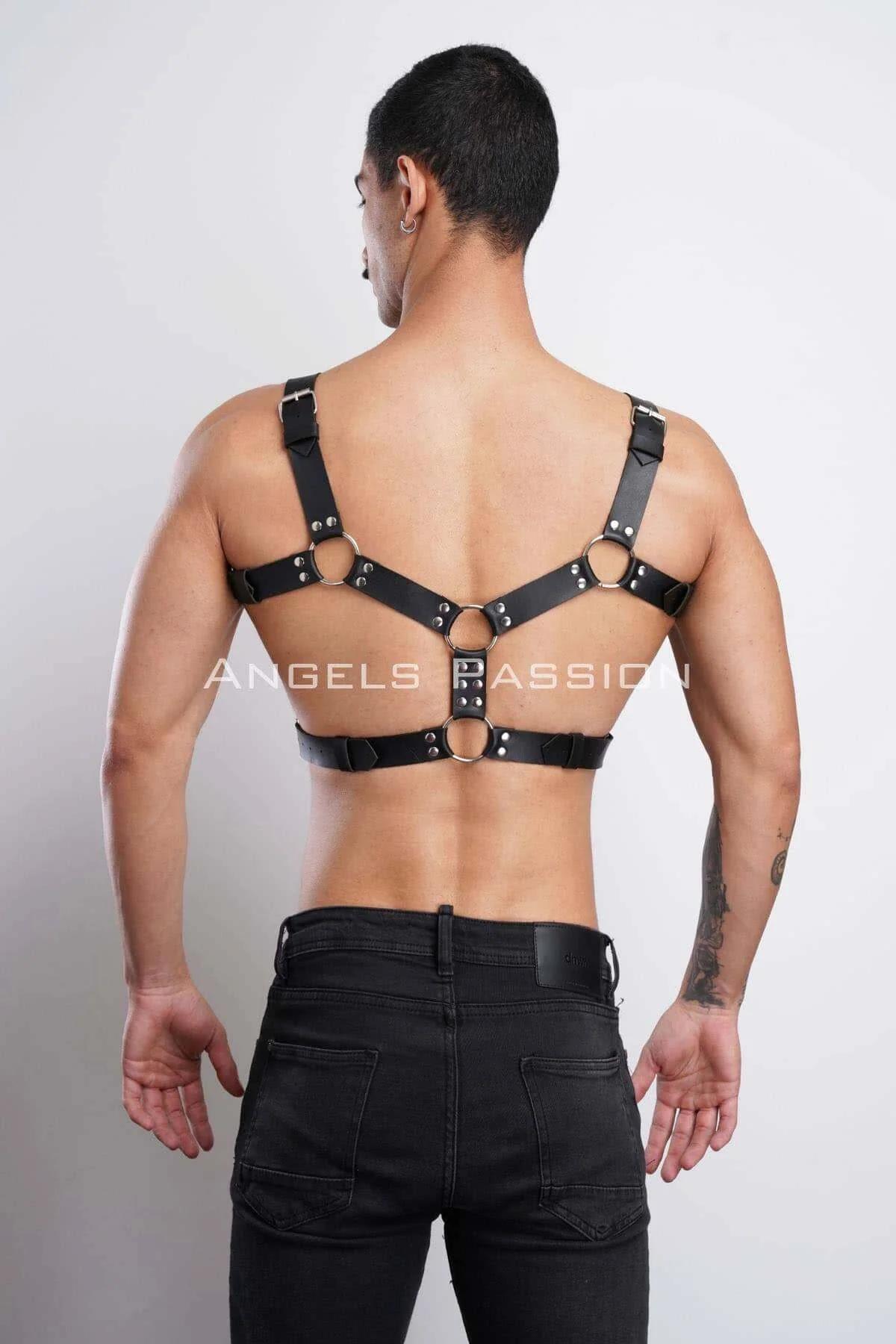 Men's Leather Chest Harness - Adjustable Body Accessory