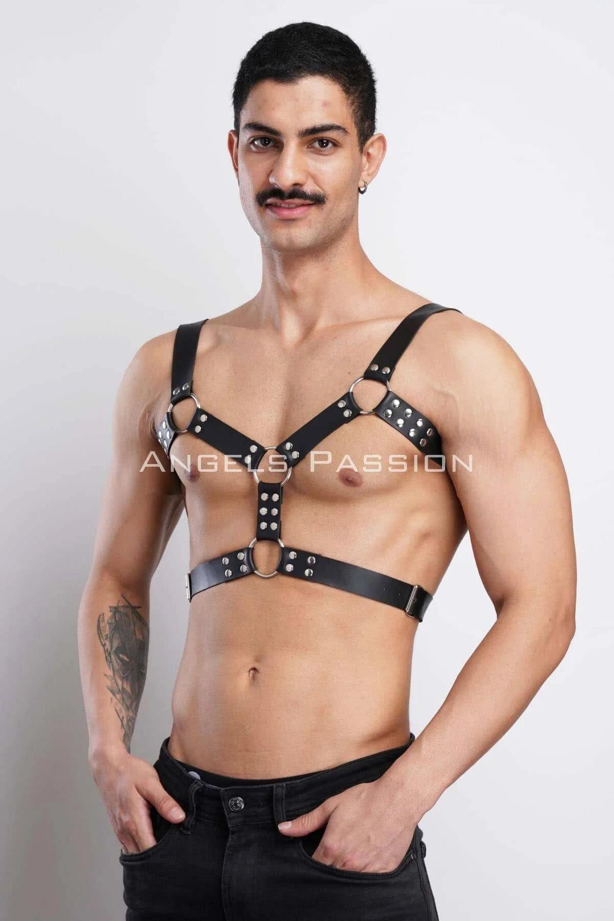 Men's Leather Chest Harness - Adjustable Body Accessory
