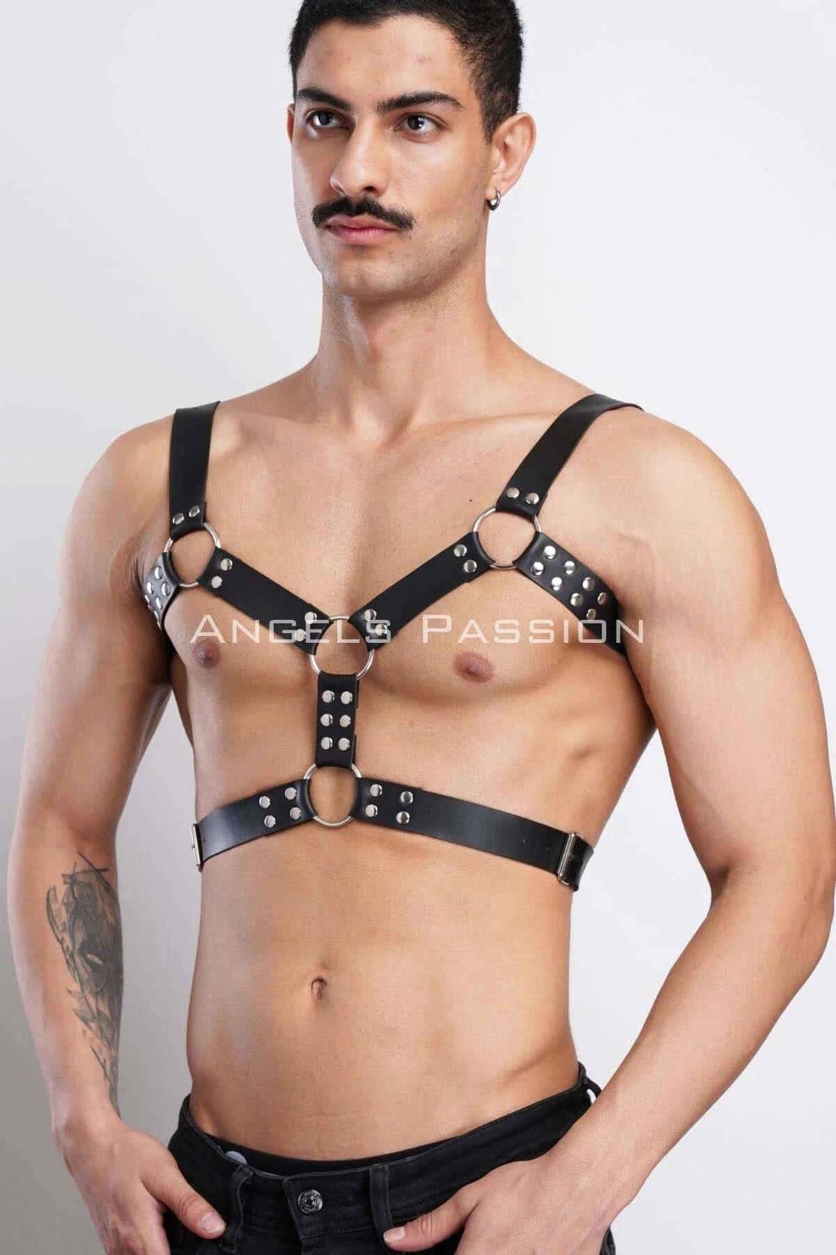 Men's Leather Chest Harness - Adjustable Body Accessory