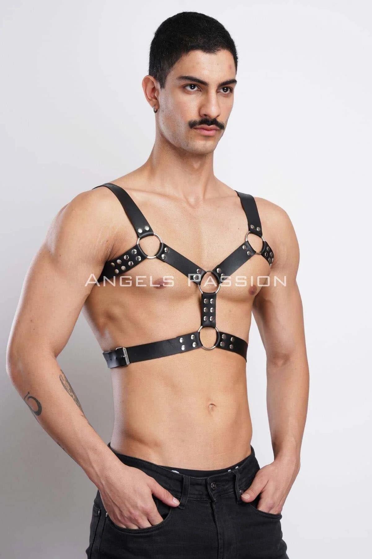 Men's Leather Chest Harness - Adjustable Body Accessory