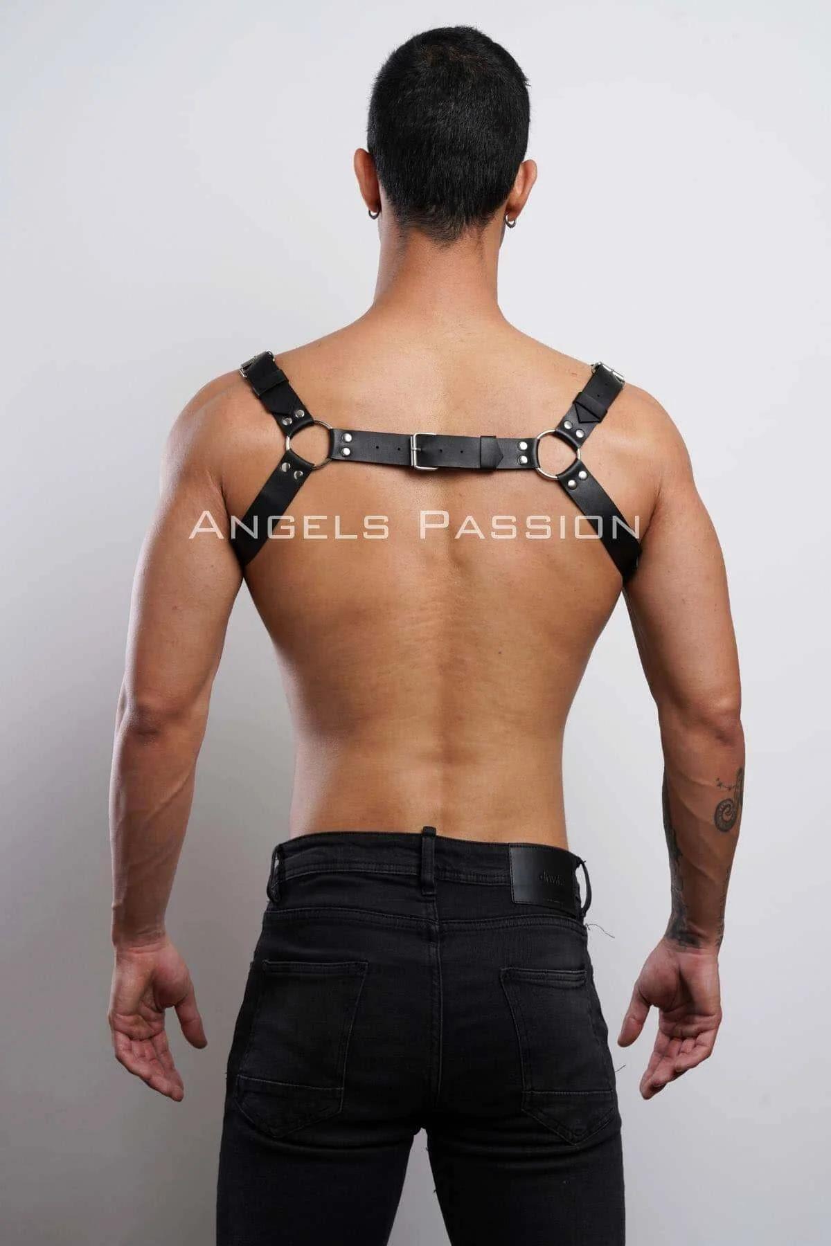 Mens Leather Harness - Premium Studded Chest Strap