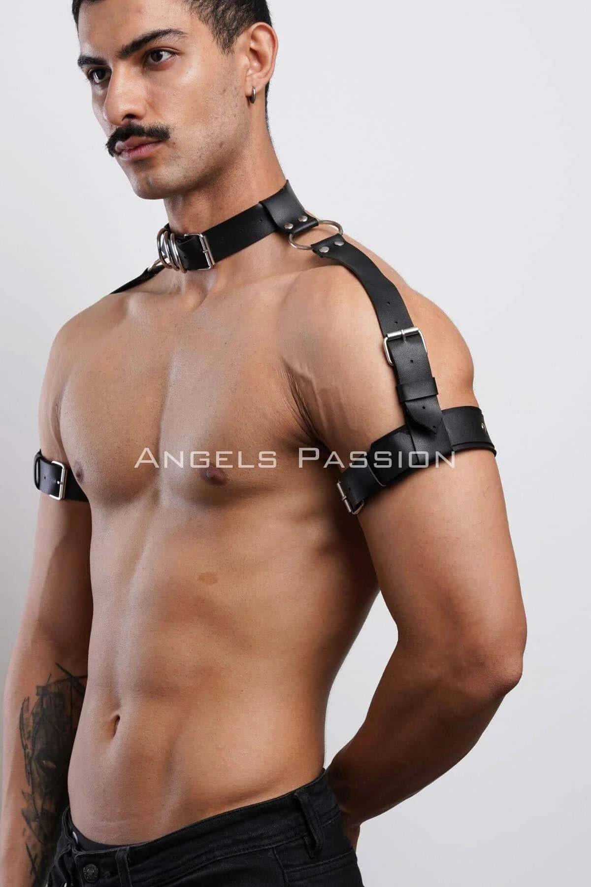 Men's Leather Harness Adjustable Neck Shoulder Arm Straps