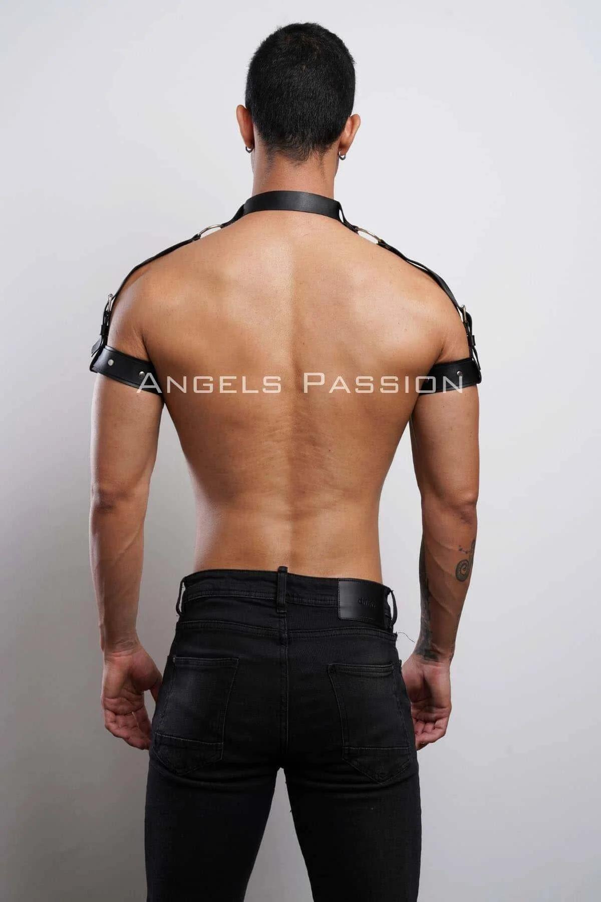 Men's Leather Harness Adjustable Neck Shoulder Arm Straps