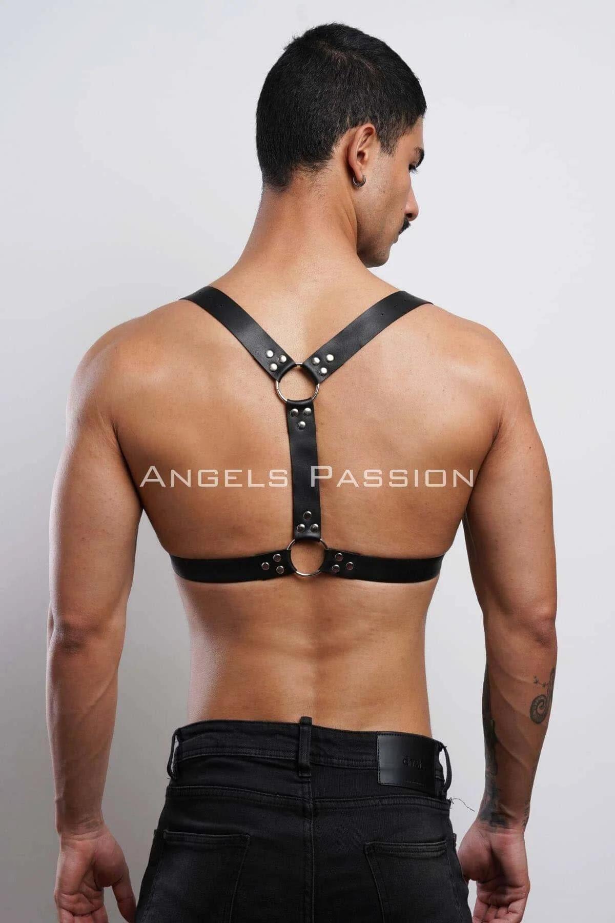 Mens Leather Chest Harness - Adjustable Statement Accessory