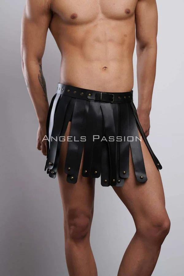 Men's Leather Skirt, Adjustable Gladiator Kilt Style