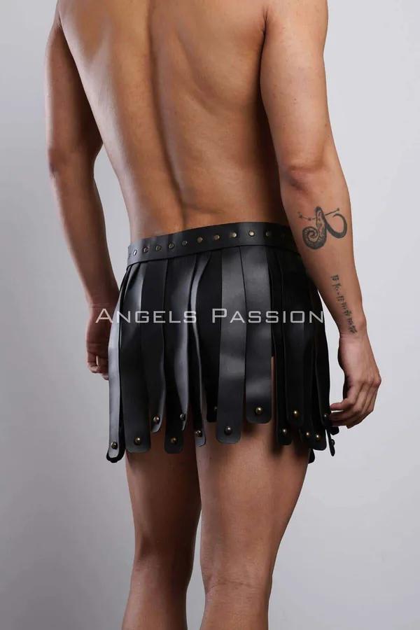 Men's Leather Skirt, Adjustable Gladiator Kilt Style