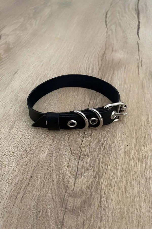 Adjustable Faux Leather Neck Collar with D-Rings