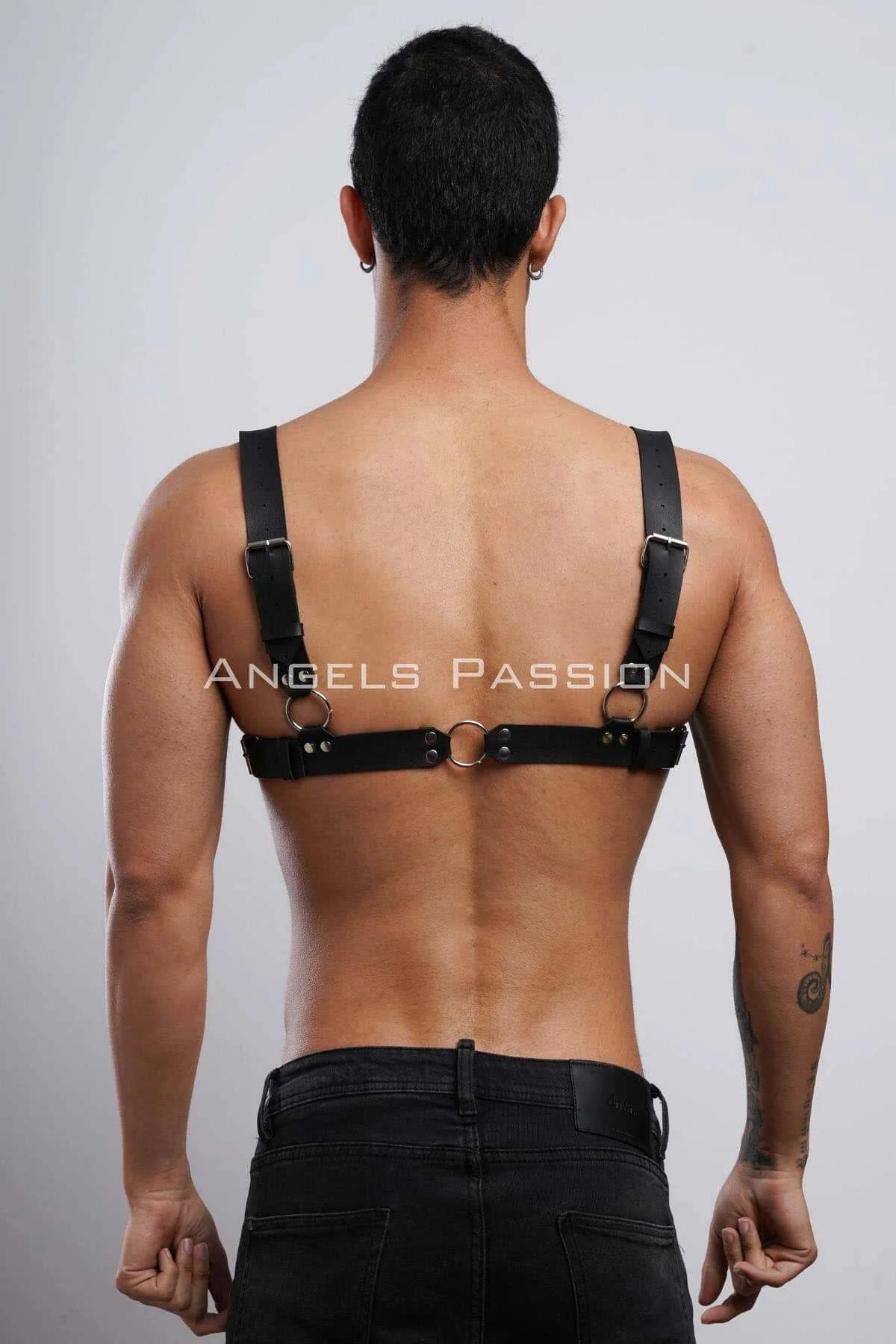 Black Chest Harness with Dual Stacked O-Ring Bridge Panel