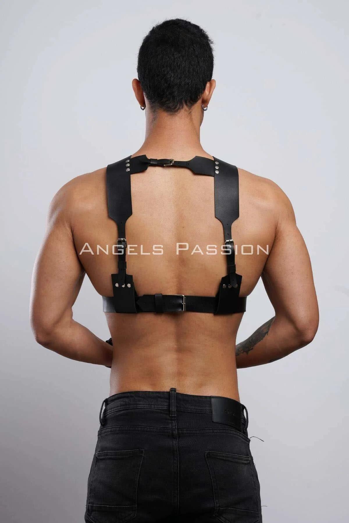 Studded Chest Harness with Detachable Cuffs