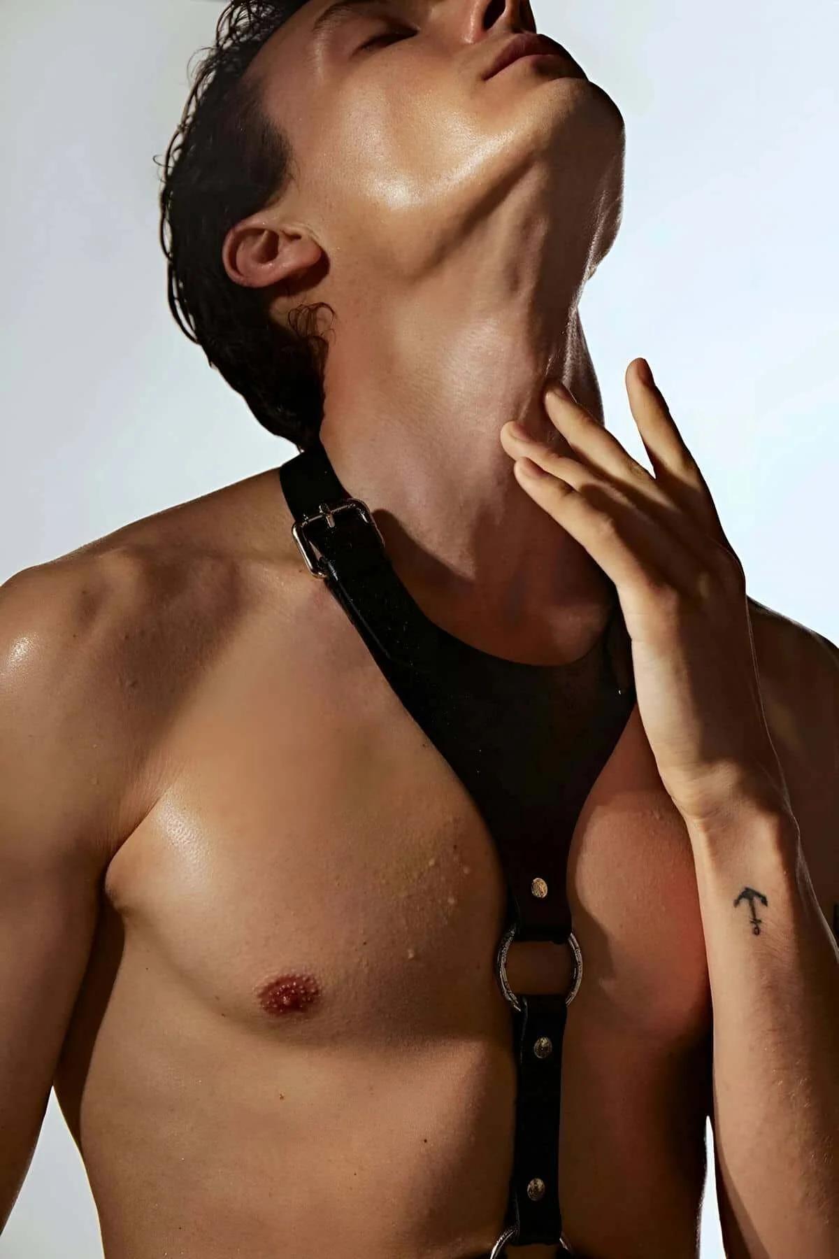 Faux Leather O-Ring Chest Harness with Adjustable Straps