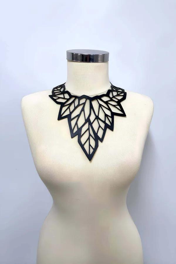 Statement Geometric Faux Leather Choker Necklace