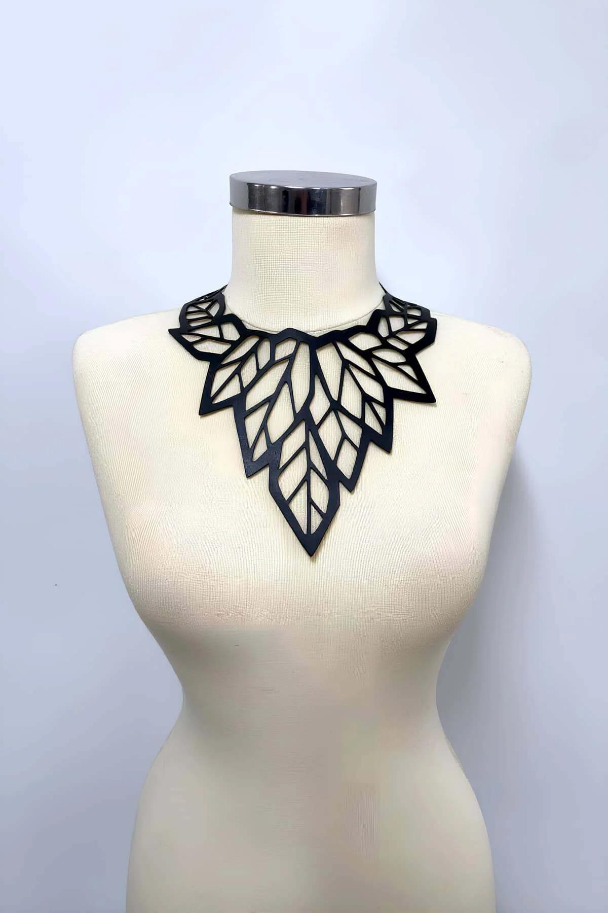 Statement Geometric Faux Leather Choker Necklace