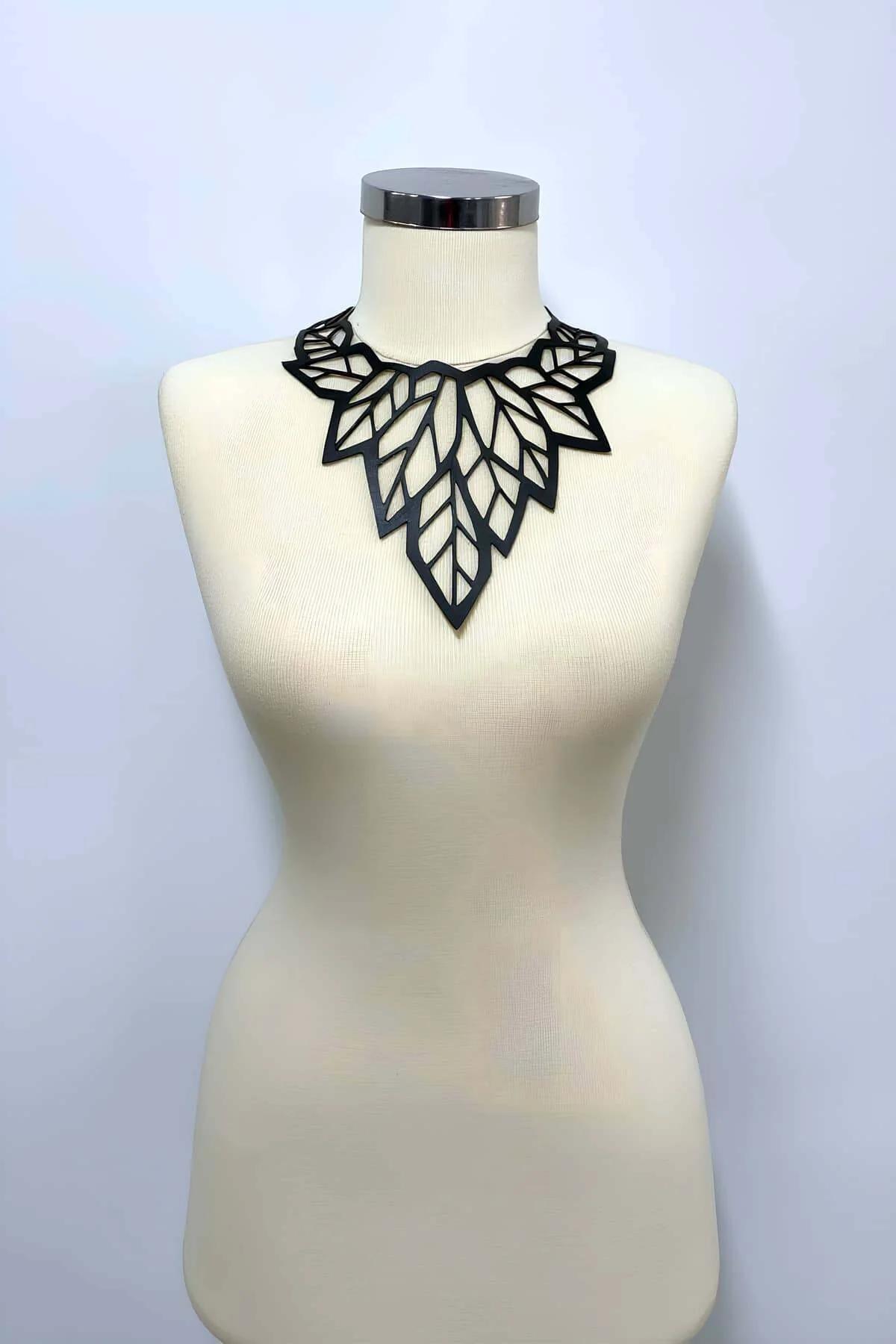 Statement Geometric Faux Leather Choker Necklace
