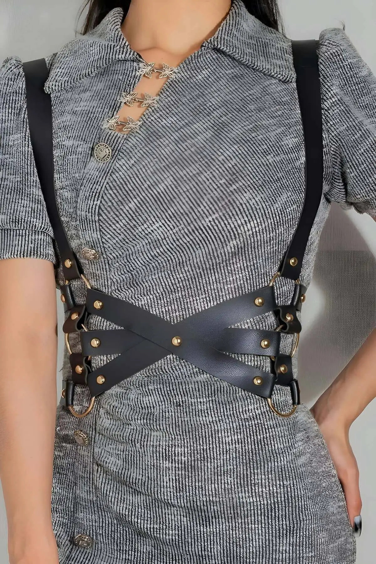 Over-the-Clothing Shoulder Strap Multi-Row Waist Belt - SH1187