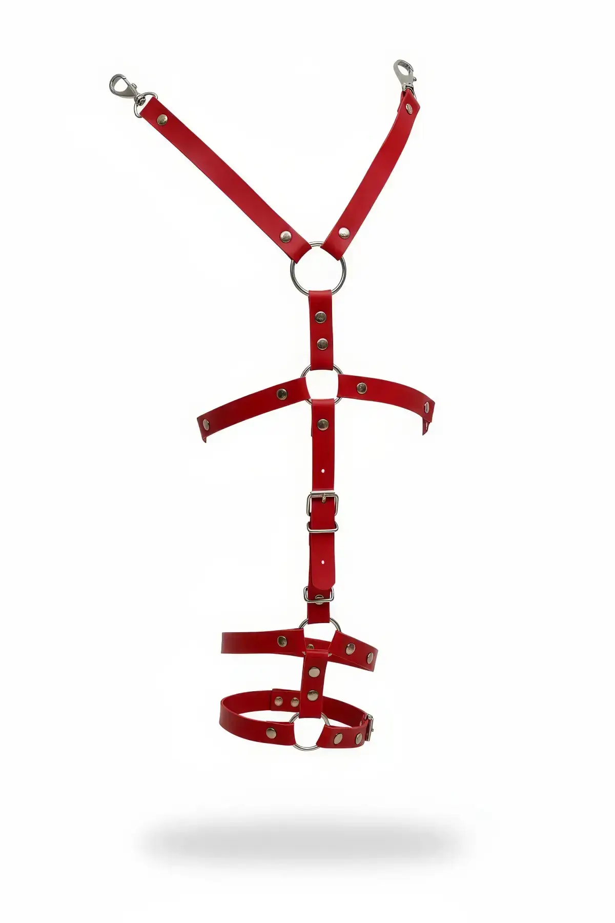 Red Garter Harness Faux Leather Buckle Body Accessory - SH942